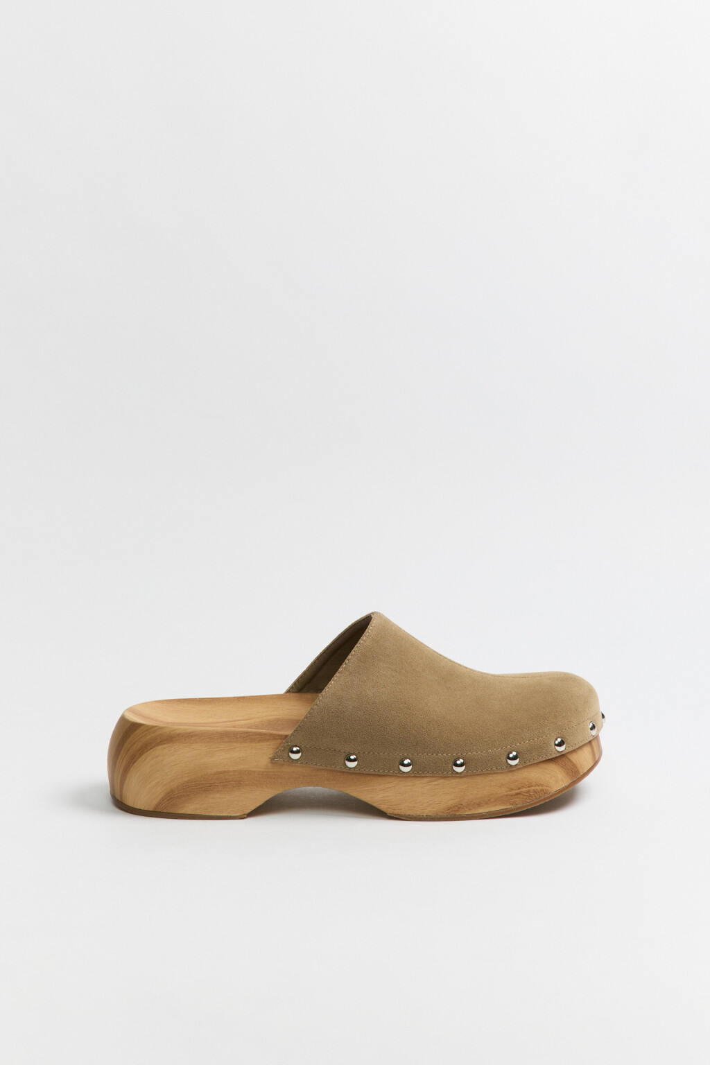 Сабо-клоги на платформе с заклепками - цвет бежевый - 3
