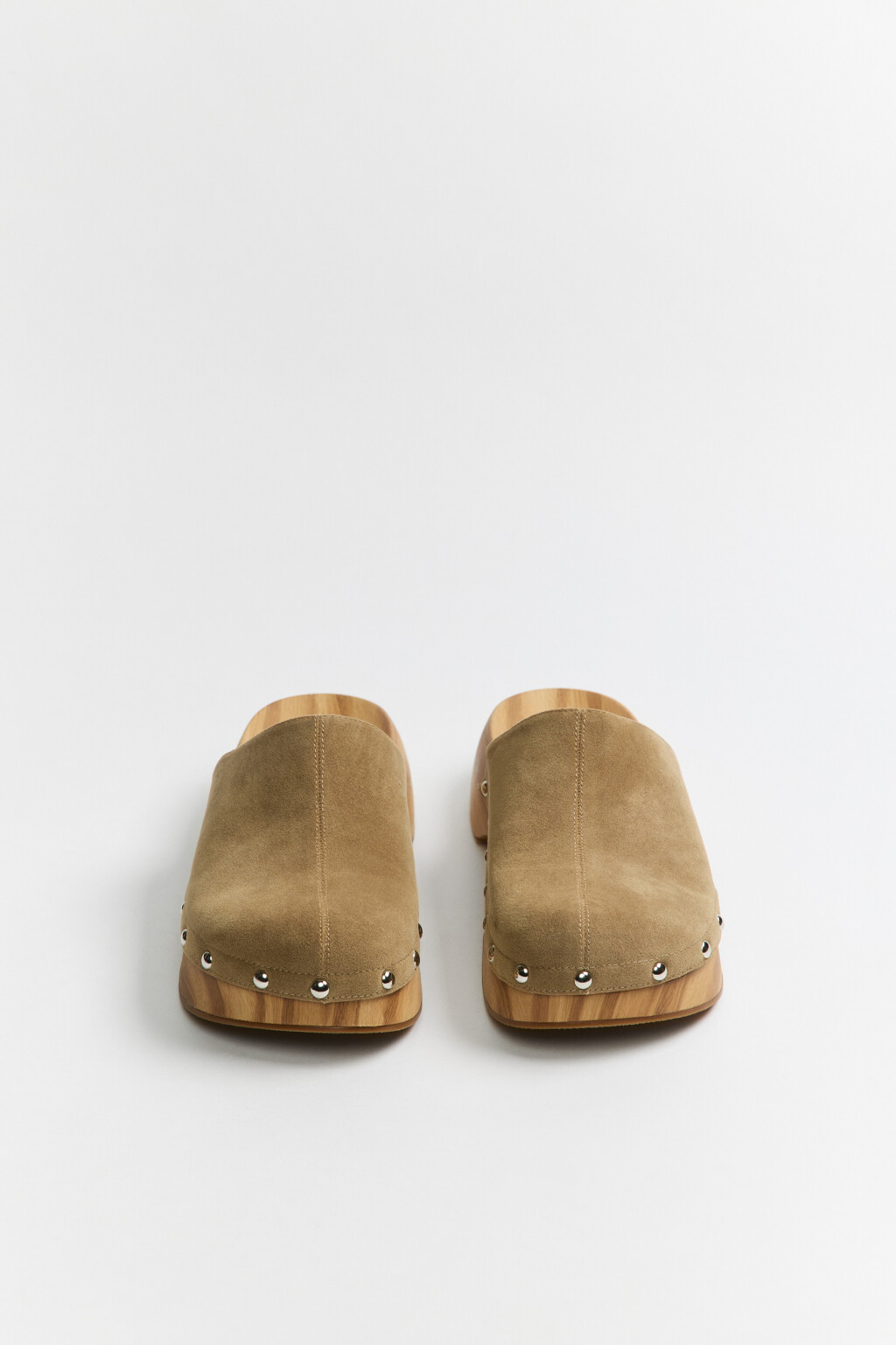 Сабо-клоги на платформе с заклепками - цвет бежевый - 4