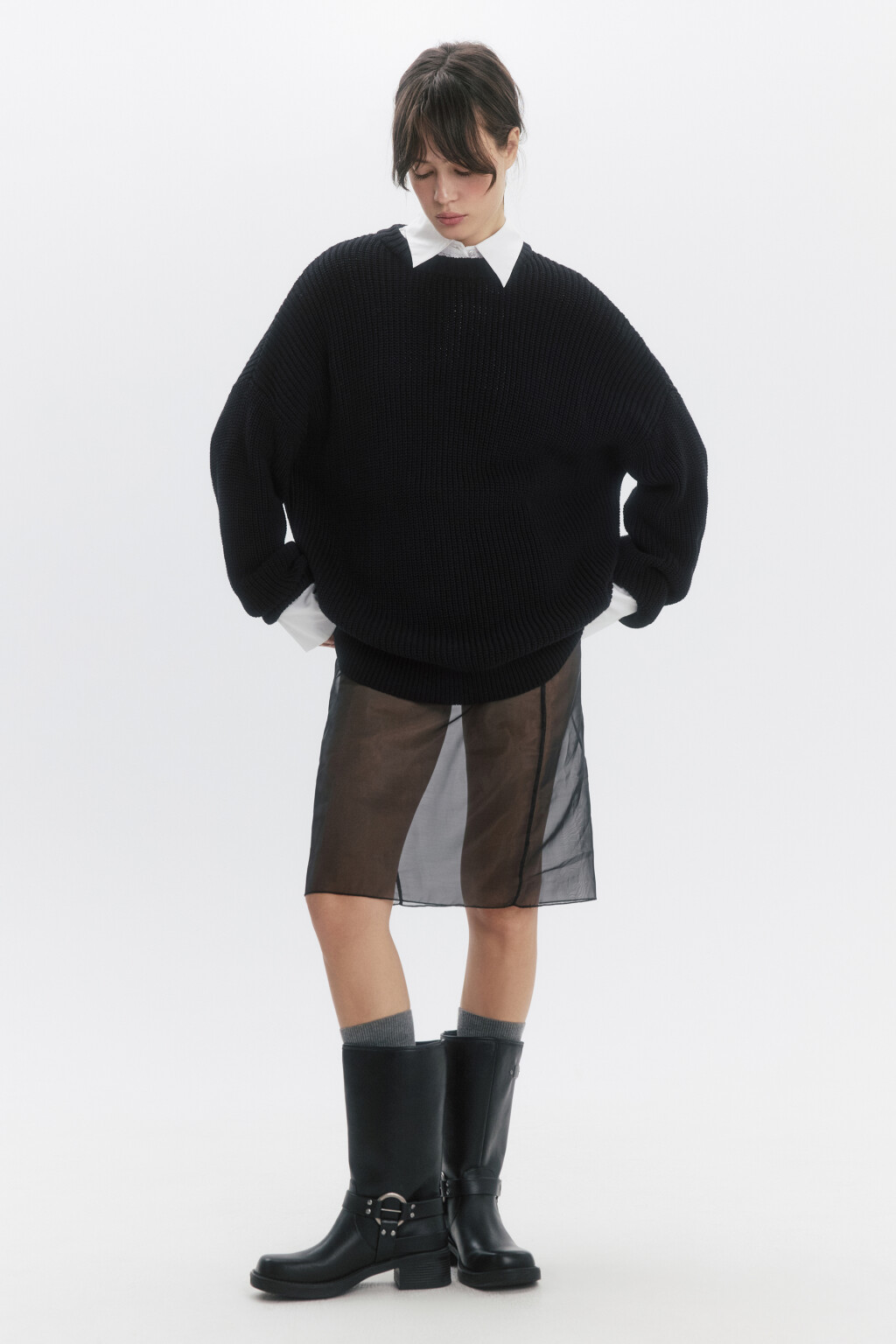 Сапоги с пряжками в байкерском стиле - цвет черный - 3