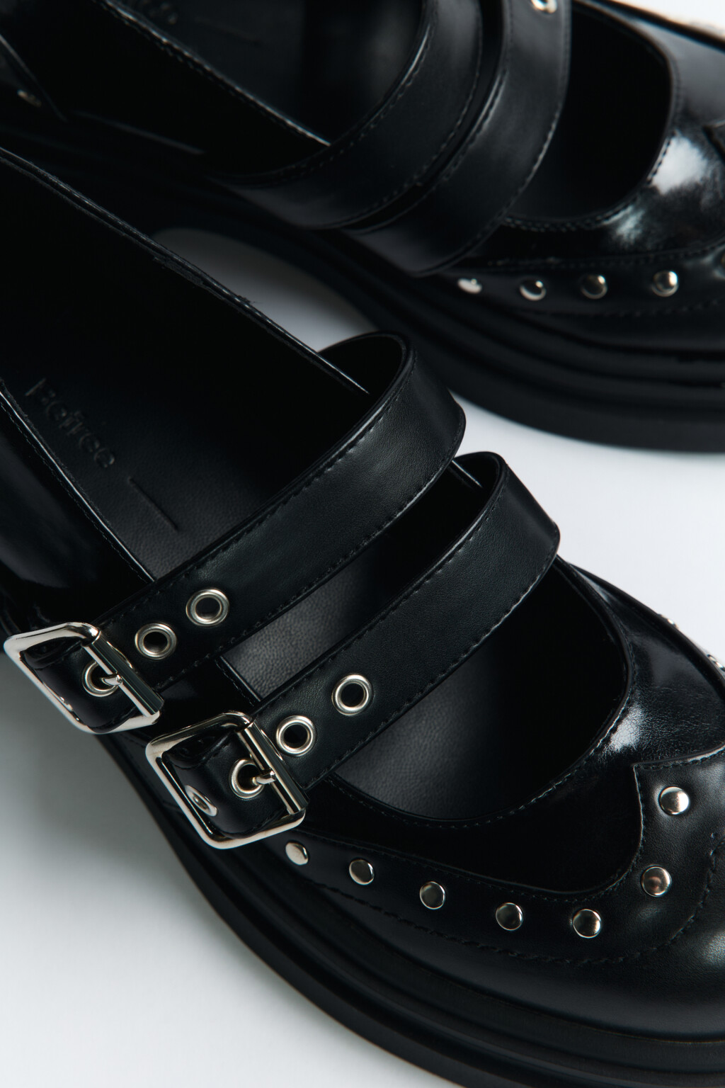 Туфли мэри джейн с ремешками и металлическим декором - цвет черный - 4