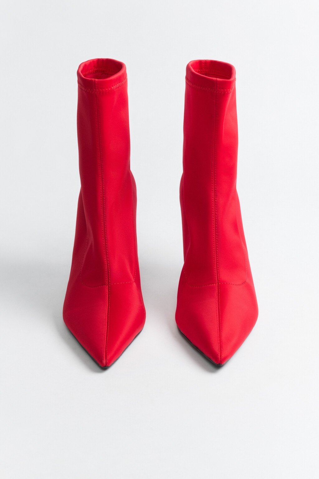 Ботильоны из эластичной ткани на фигурном каблуке - цвет красный - 2