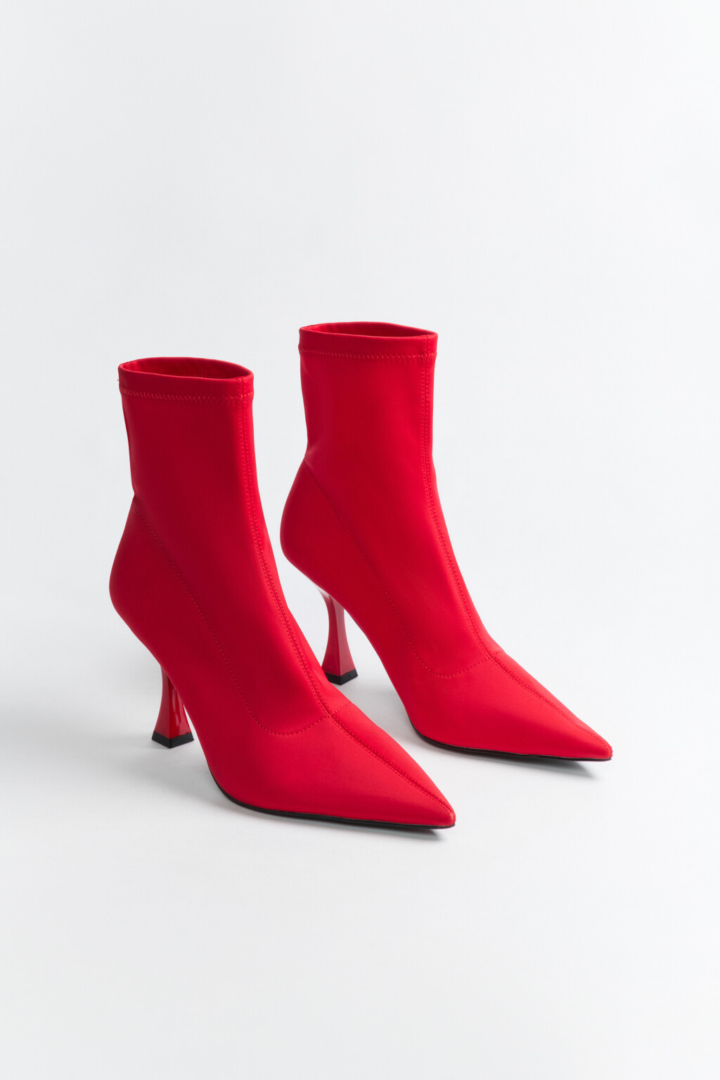 Ботильоны из эластичной ткани на фигурном каблуке - цвет красный - 3