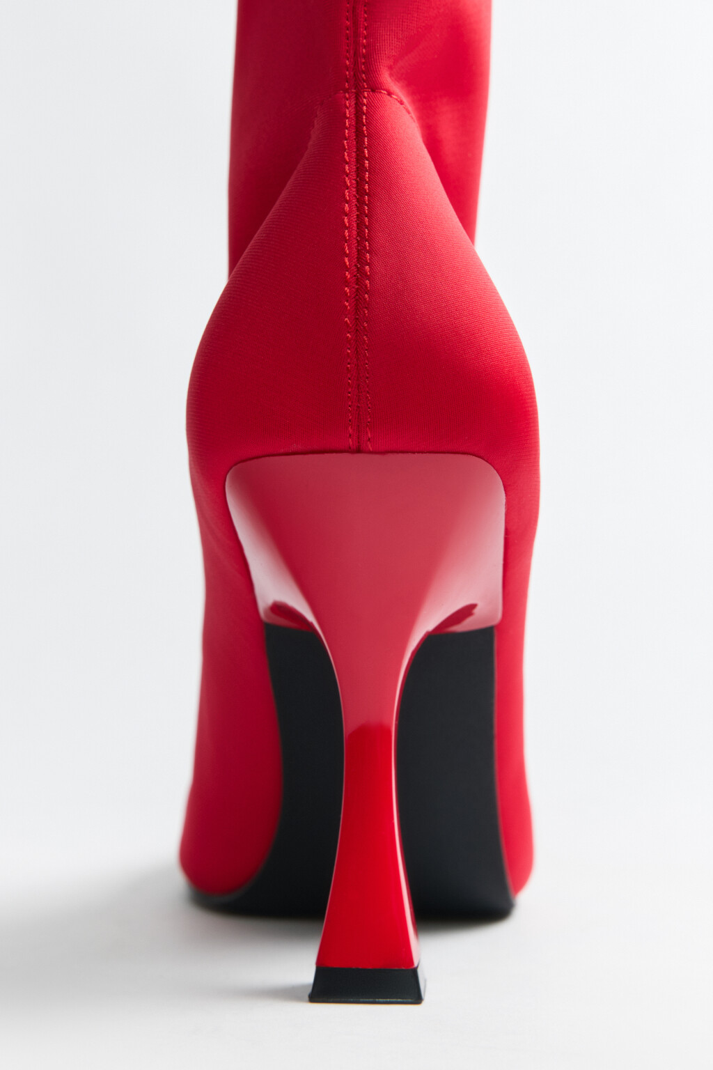 Ботильоны из эластичной ткани на фигурном каблуке - цвет красный - 4