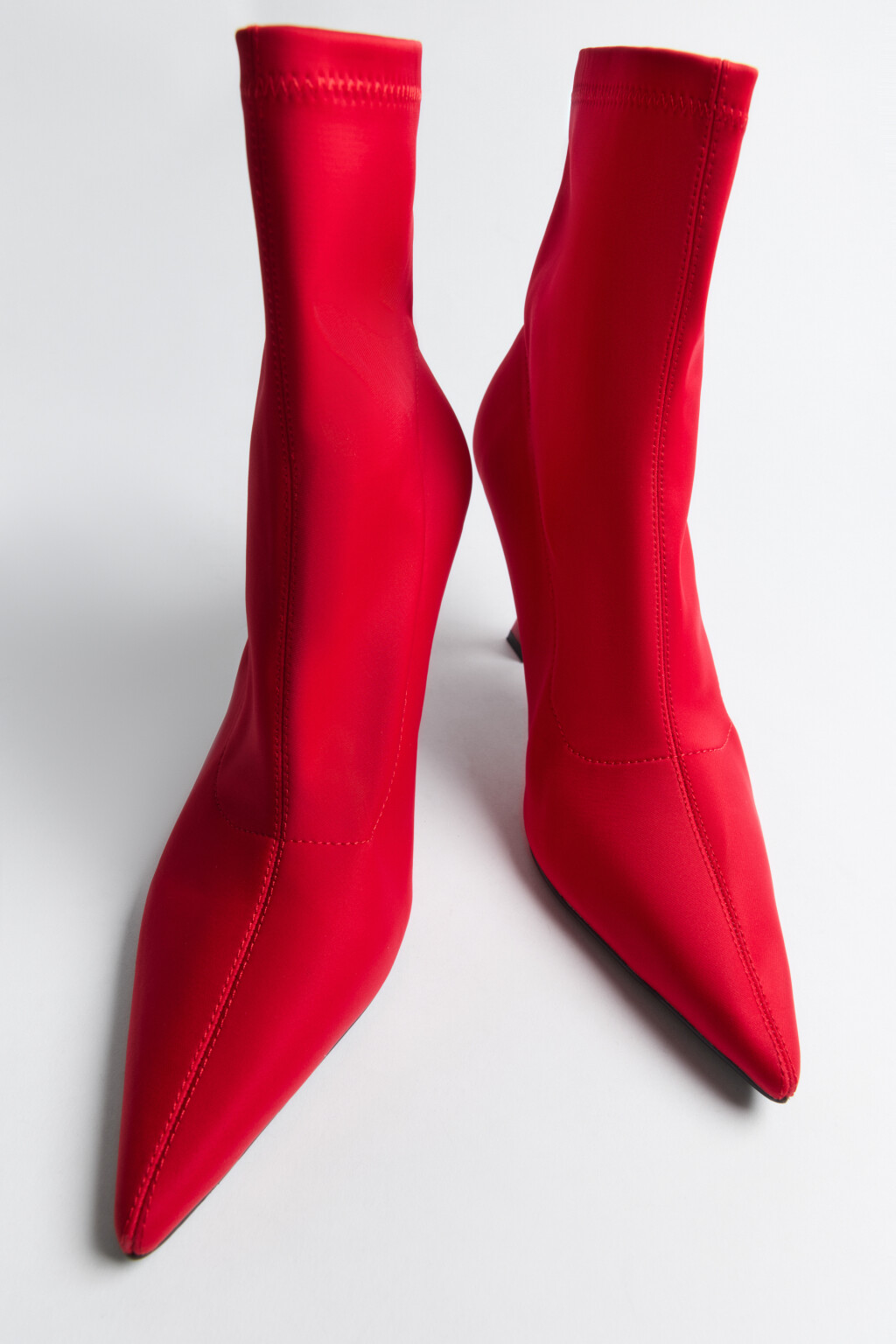 Ботильоны из эластичной ткани на фигурном каблуке - цвет красный - 5
