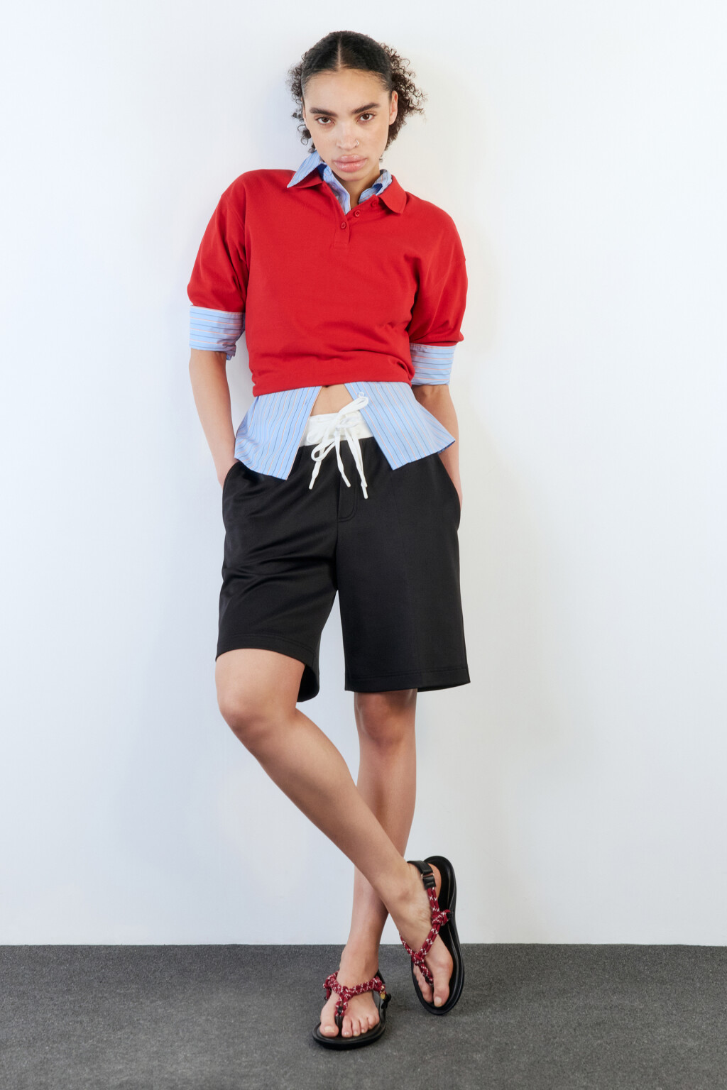 Сандалии с перемычкой и ремешками из корда - цвет красный - 10