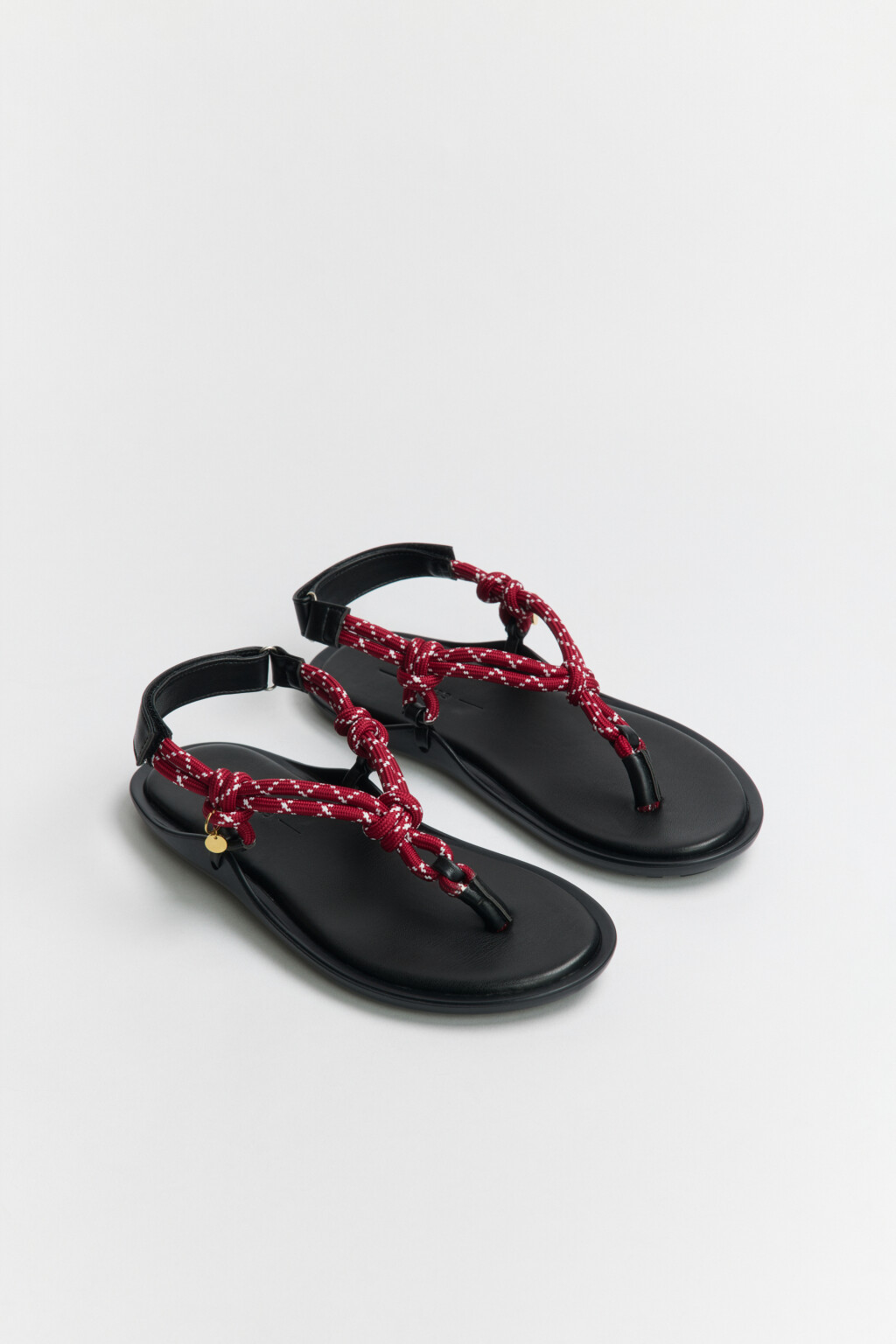 Сандалии с перемычкой и ремешками из корда - цвет красный - 3