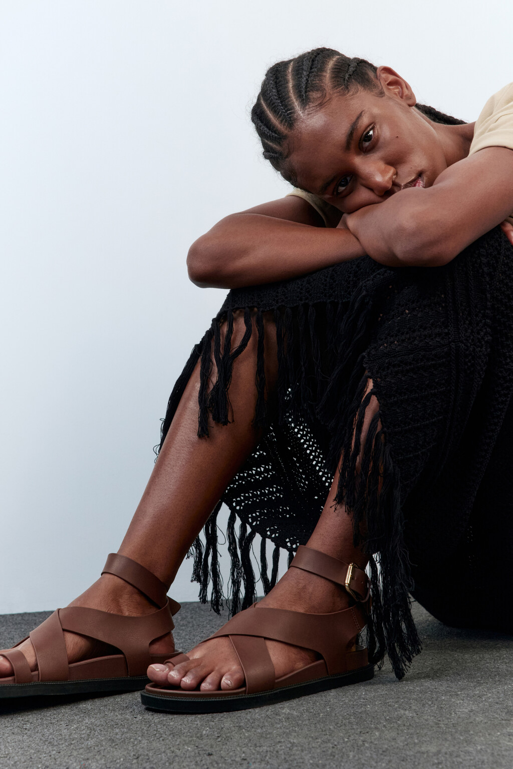 Босоножки с ремешками на гибкой подошве - цвет коричневый - 8