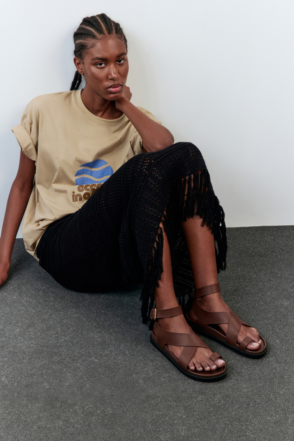 Босоножки с ремешками на гибкой подошве - цвет коричневый - 7