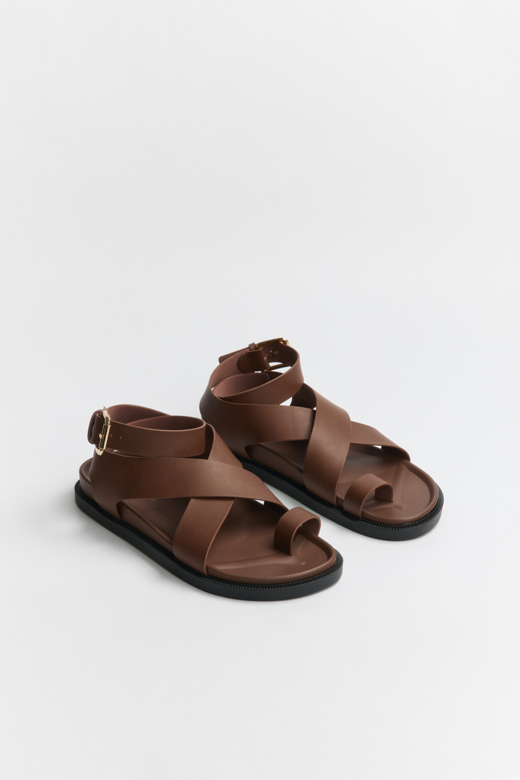 Босоножки с ремешками на гибкой подошве - цвет коричневый - 3