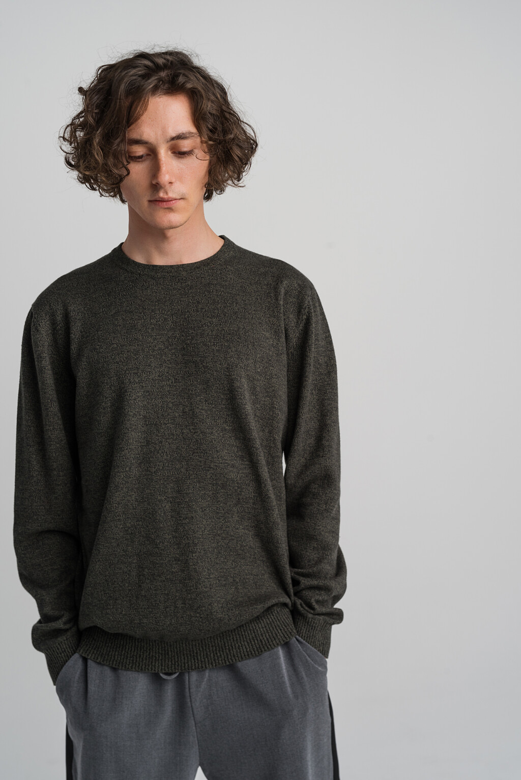 джемпер хлопковый свободного кроя - цвет зеленый - 1