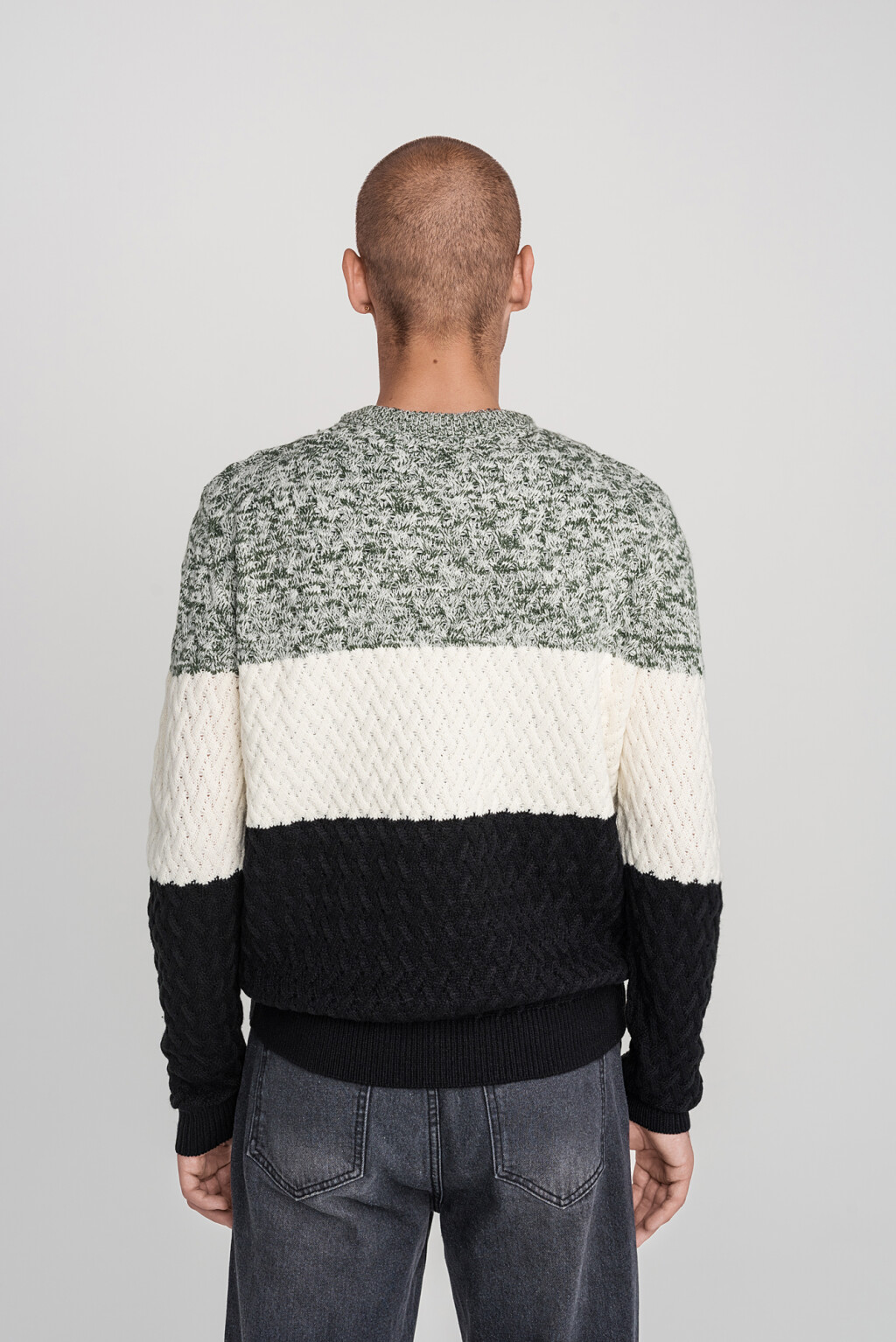 свитер полосатый крупной вязки - цвет зеленый - 6