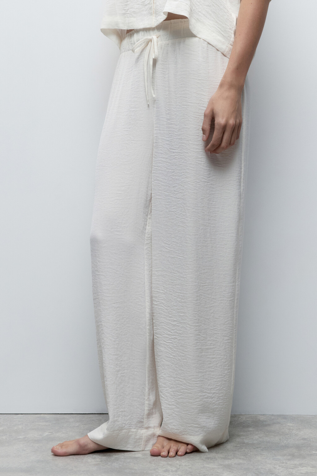 Брюки домашние из жатого сатина - цвет ванильный - 3