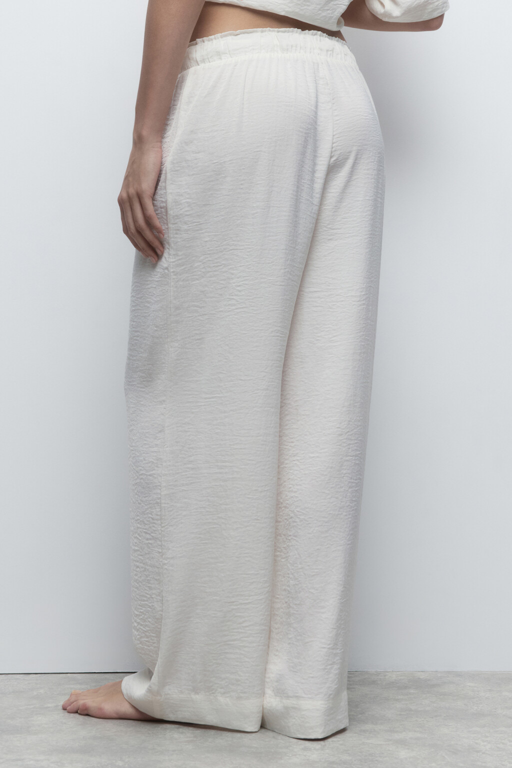 Брюки домашние из жатого сатина - цвет ванильный - 4