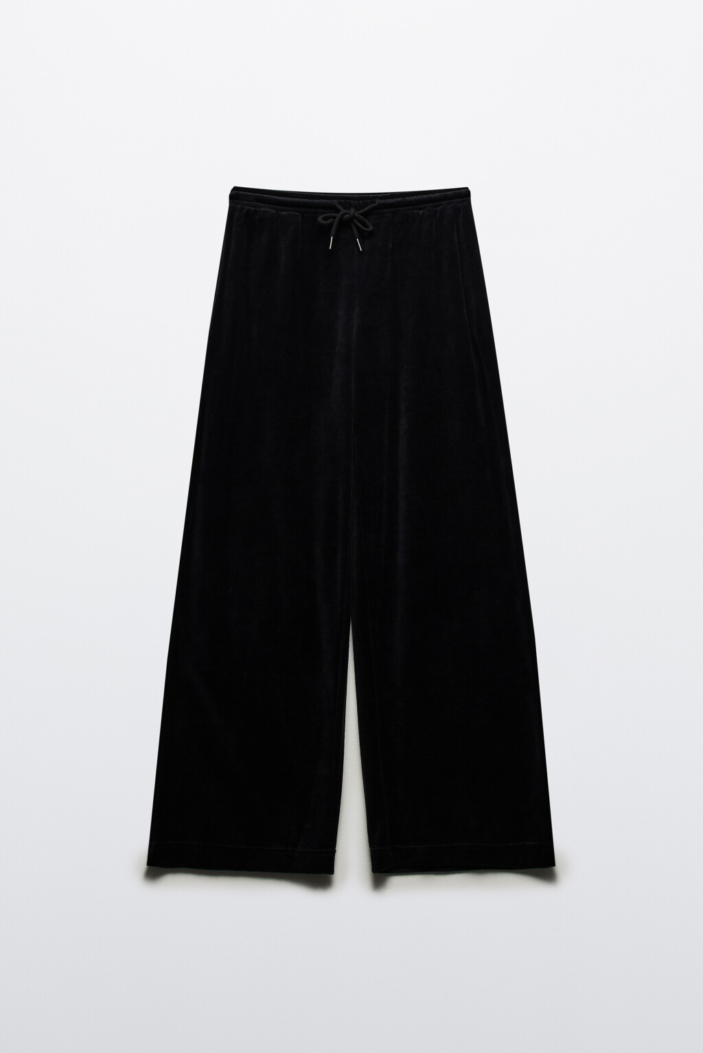 Брюки широкие с велюровой фактурой - цвет черный - 8