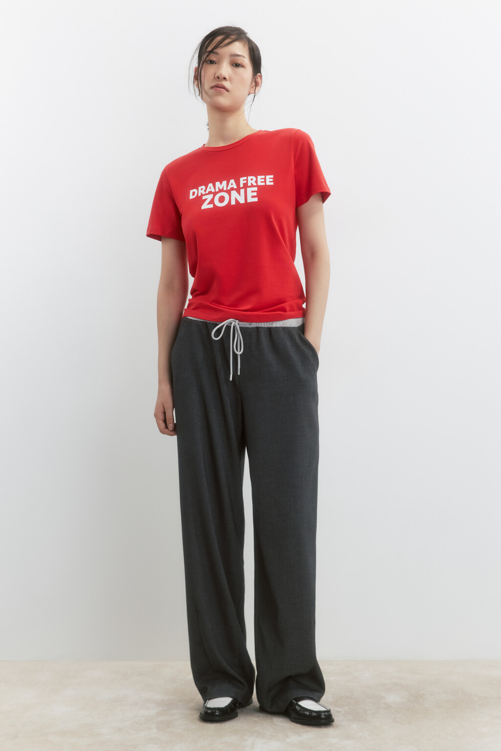 Футболка прямая с принтом-надписью - цвет красный - 5