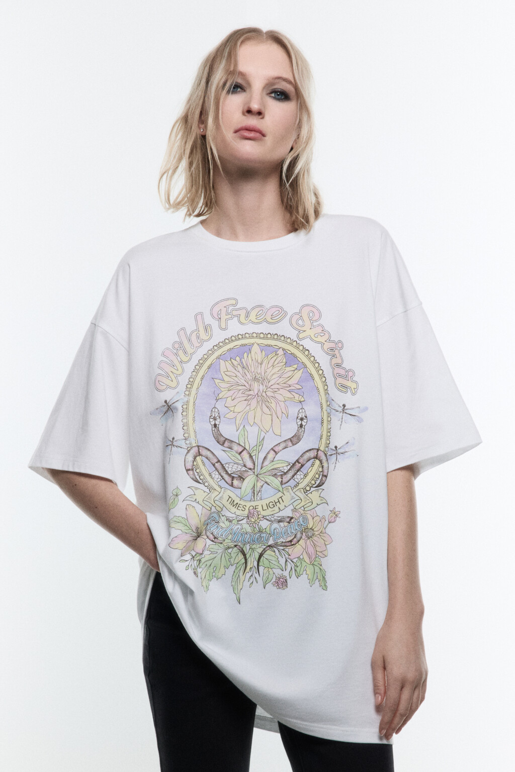 Футболка oversize с принтом в стиле гранж - цвет белый - 2