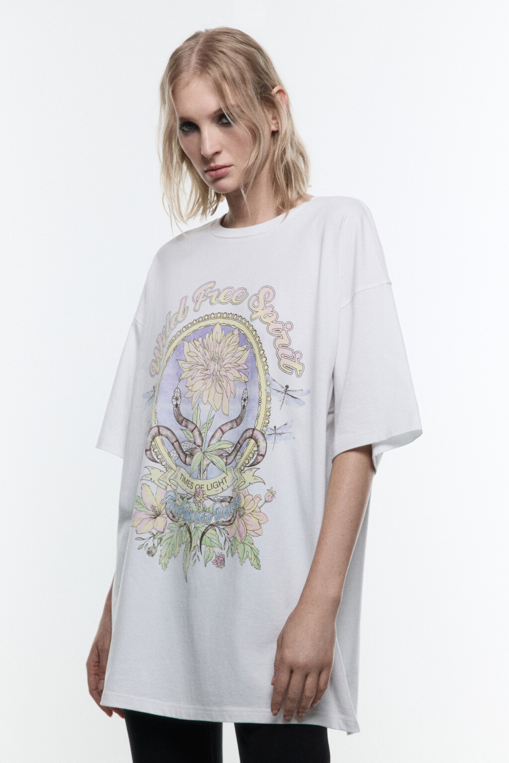 Футболка oversize с принтом в стиле гранж - цвет белый - 3