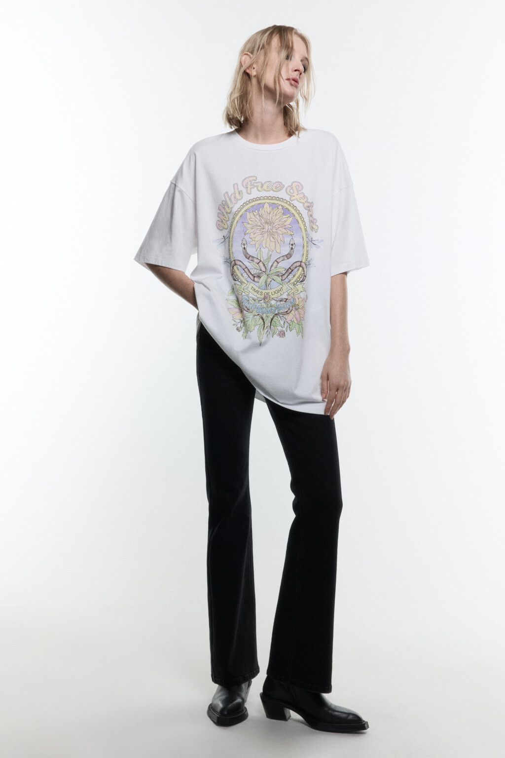 Футболка oversize с принтом в стиле гранж - цвет белый - 6