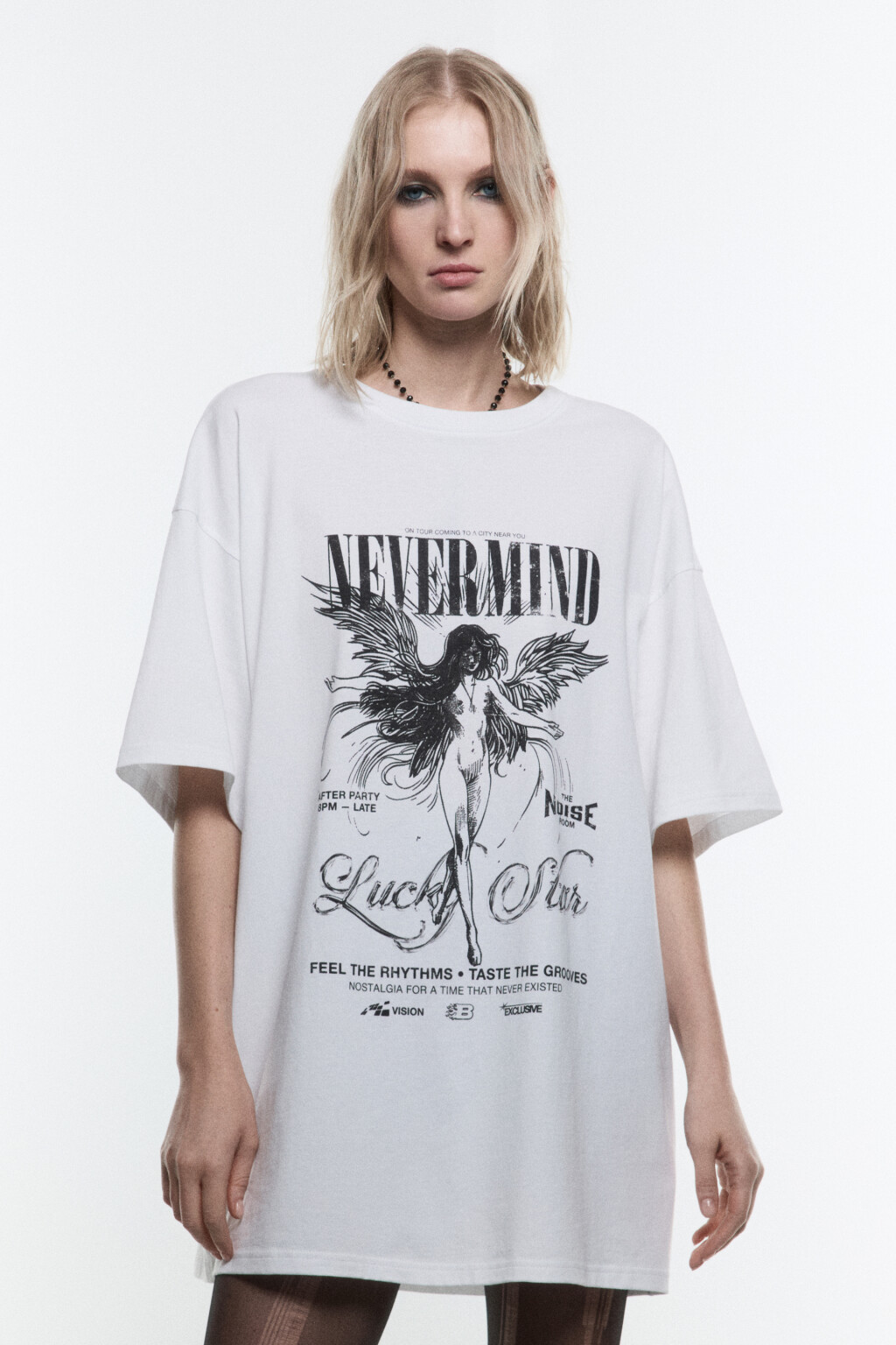 Футболка oversize с принтом в стиле гранж - цвет белый - 3