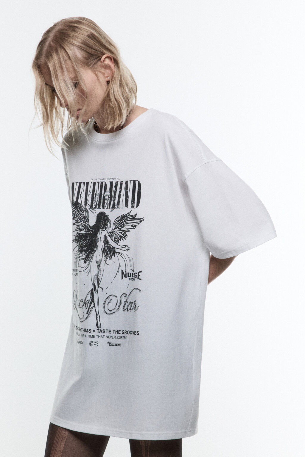 Футболка oversize с принтом в стиле гранж - цвет белый - 4