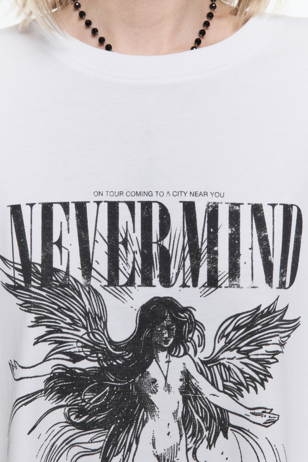 Футболка oversize с принтом в стиле гранж - цвет белый - 7