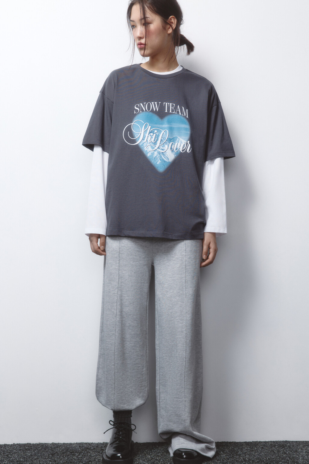 Футболка удлиненная хлопковая с принтом - цвет серый - 1