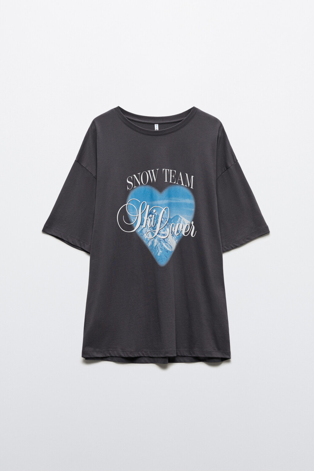 Футболка удлиненная хлопковая с принтом - цвет серый - 9