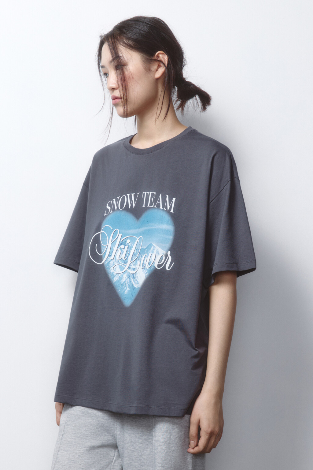 Футболка удлиненная хлопковая с принтом - цвет серый - 3