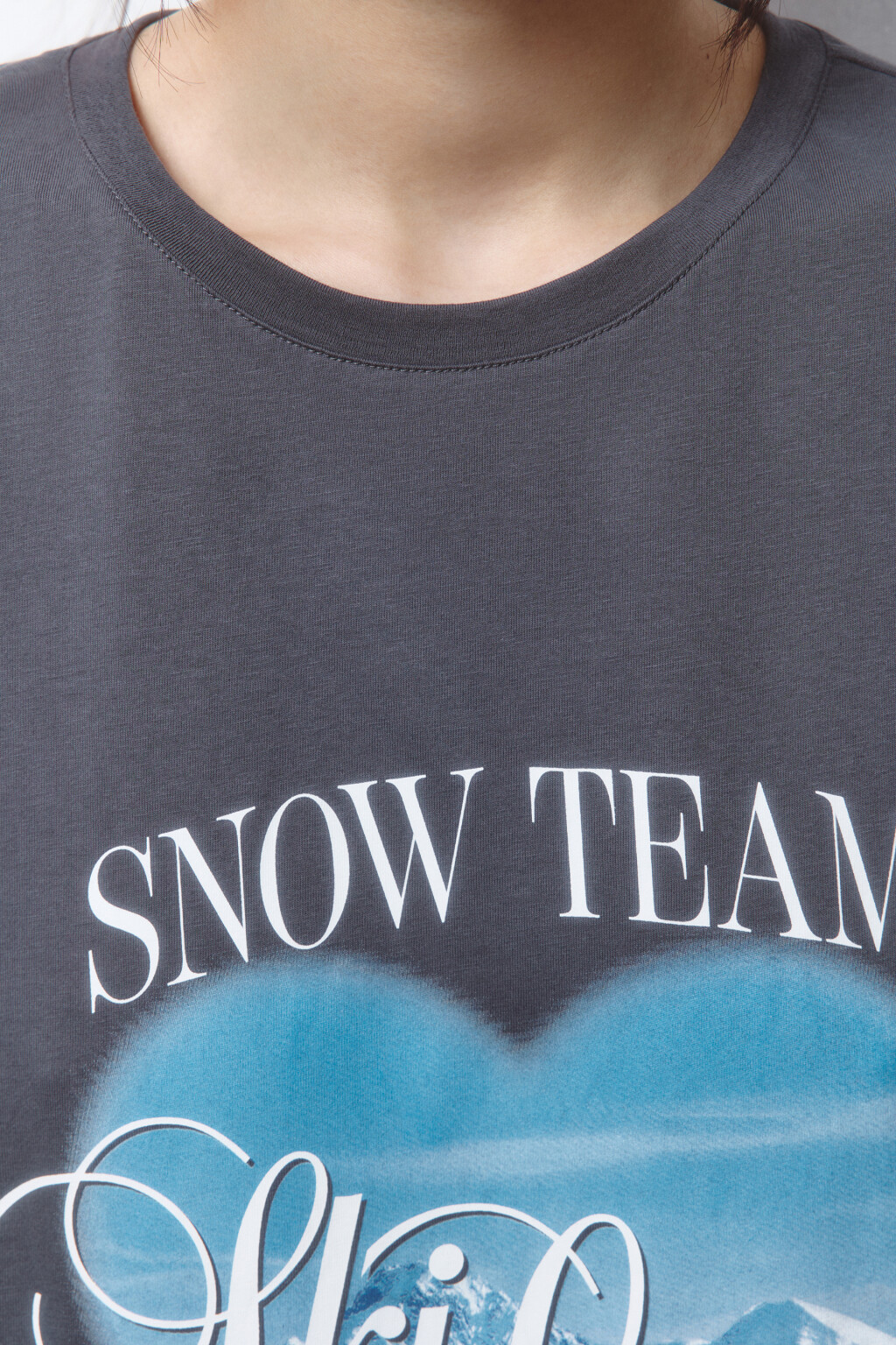 Футболка удлиненная хлопковая с принтом - цвет серый - 6