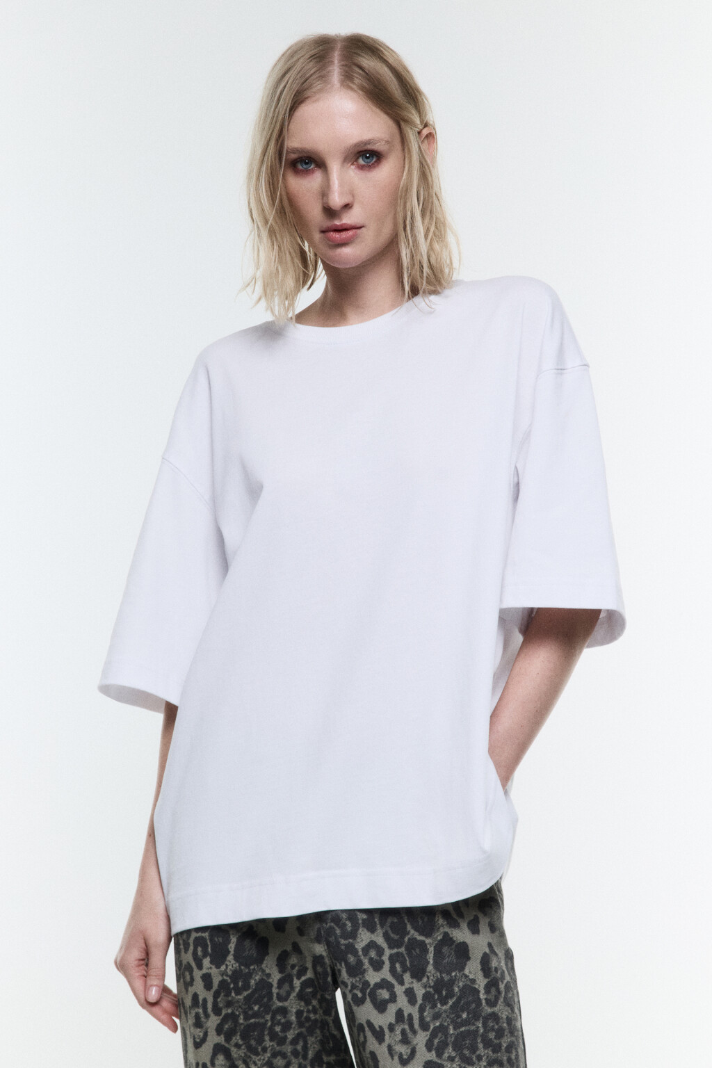 Футболка overszie из плотного хлопка - цвет белый - 2