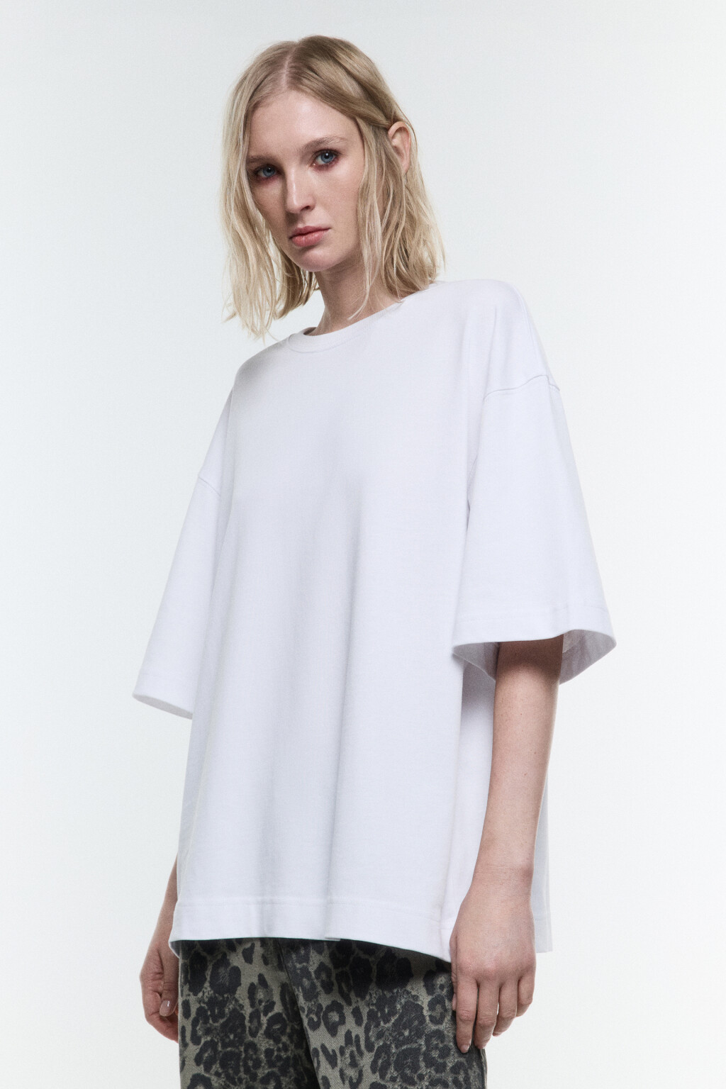 Футболка overszie из плотного хлопка - цвет белый - 3