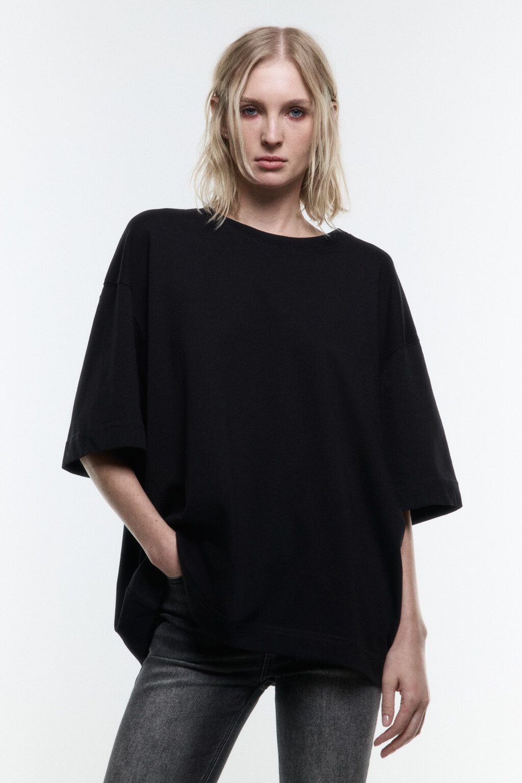 Футболка overszie из плотного хлопка - цвет черный - 2