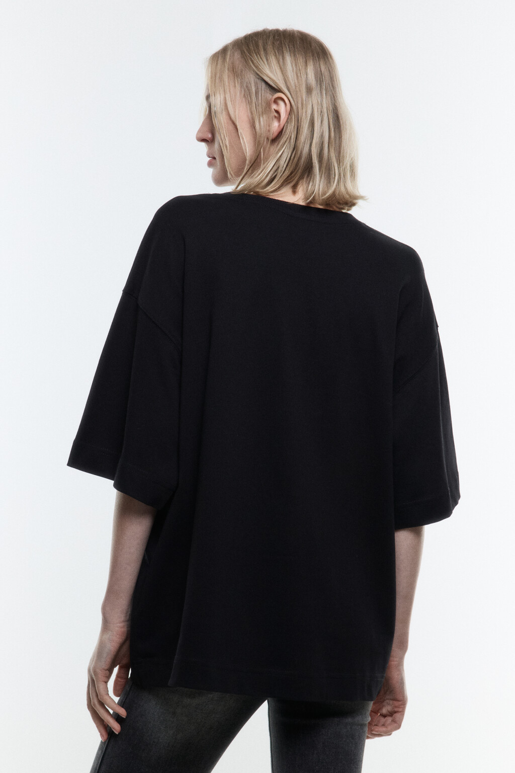 Футболка overszie из плотного хлопка - цвет черный - 4