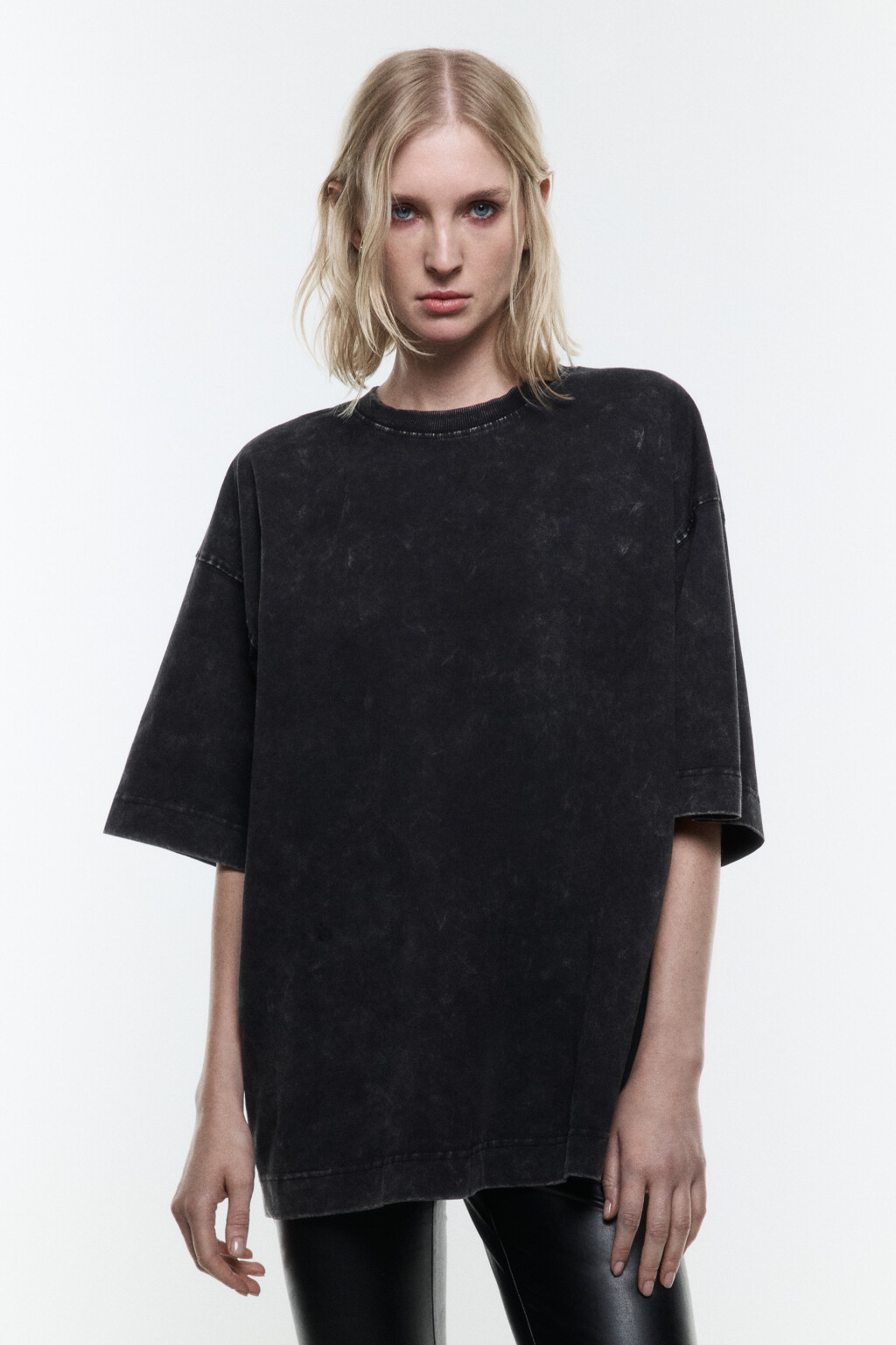 Футболка oversize плотная с вареным эффектом - цвет серый - 2