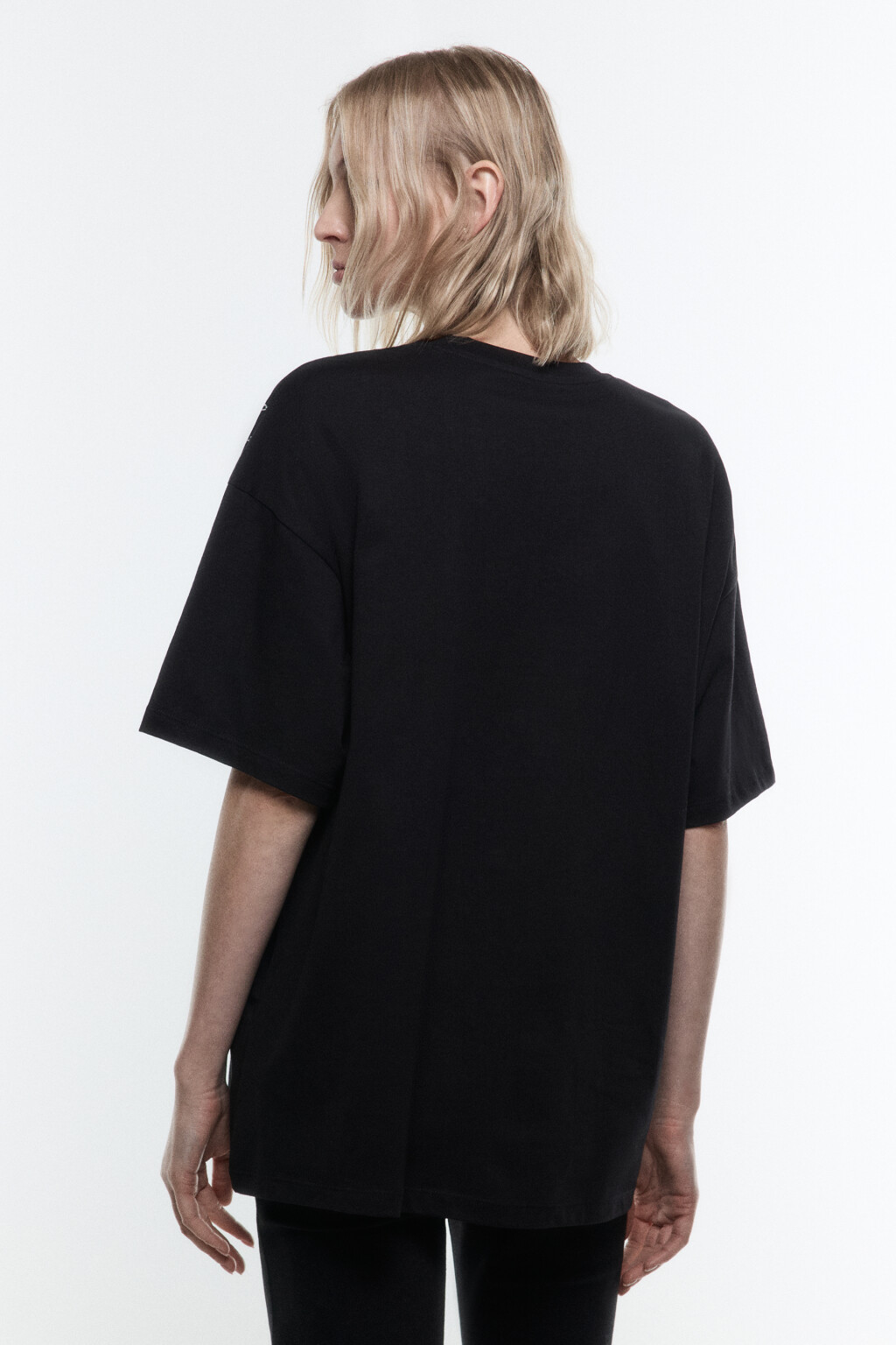 Футболка свободная с принтом-надписью - цвет черный - 4