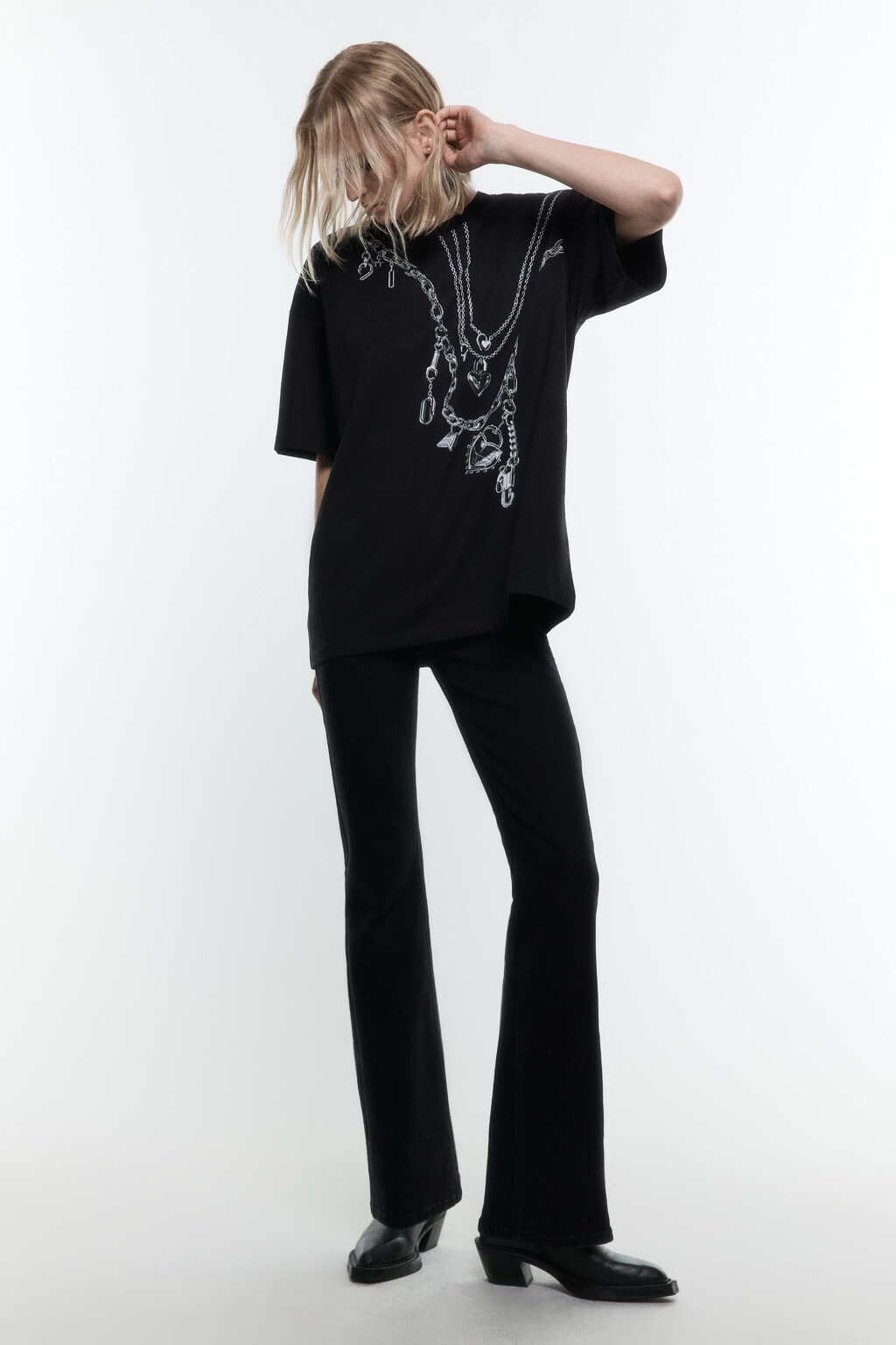Футболка свободная с принтом-надписью - цвет черный - 5