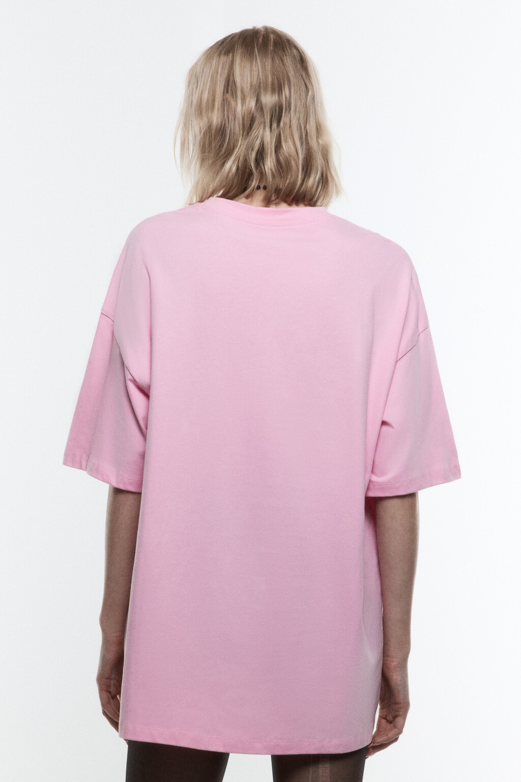 Футболка свободная с принтом-надписью - цвет розовый - 4