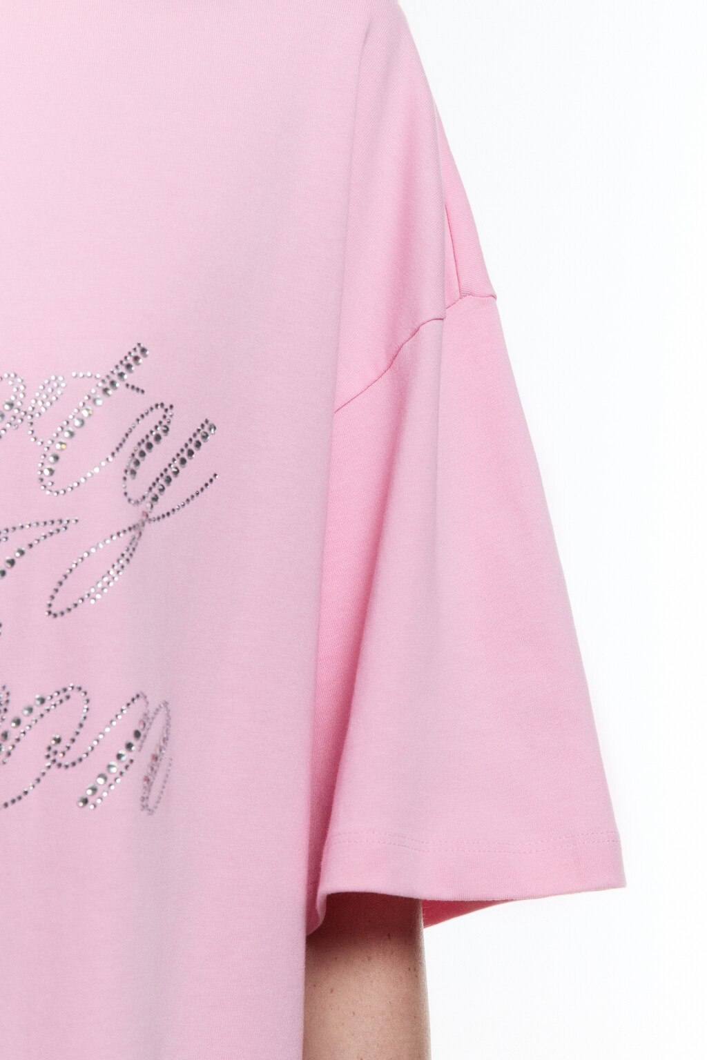 Футболка свободная с принтом-надписью - цвет розовый - 7