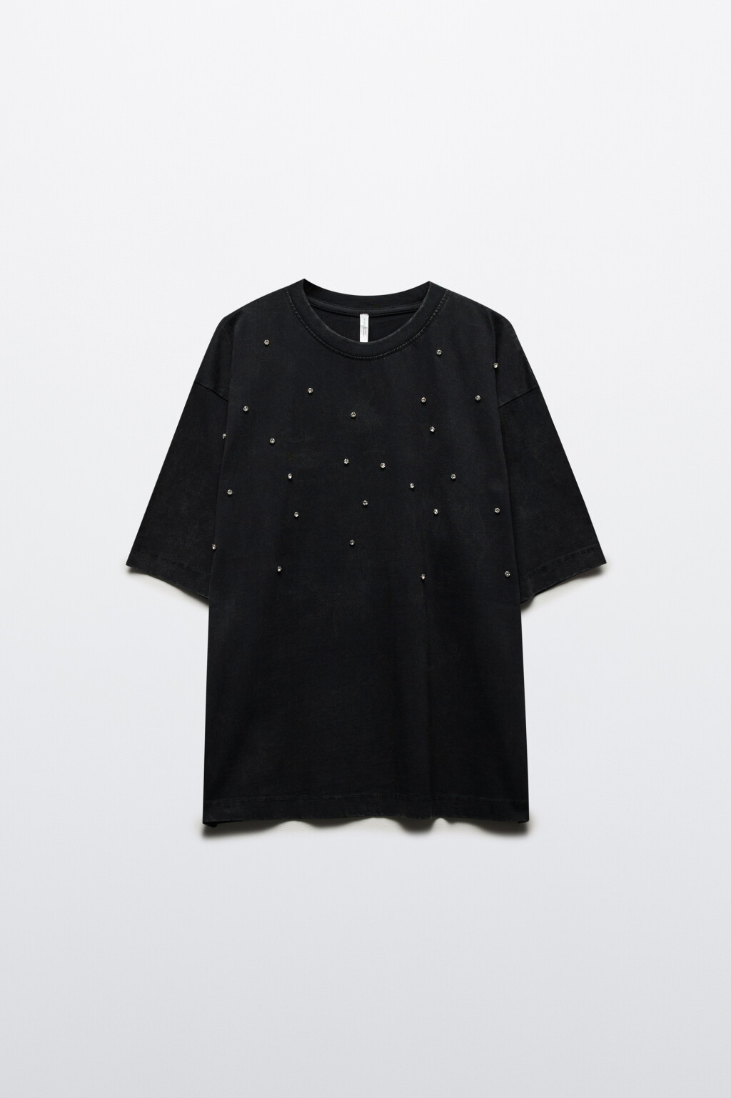 Футболка oversize хлопковая со стразами - цвет серый - 9