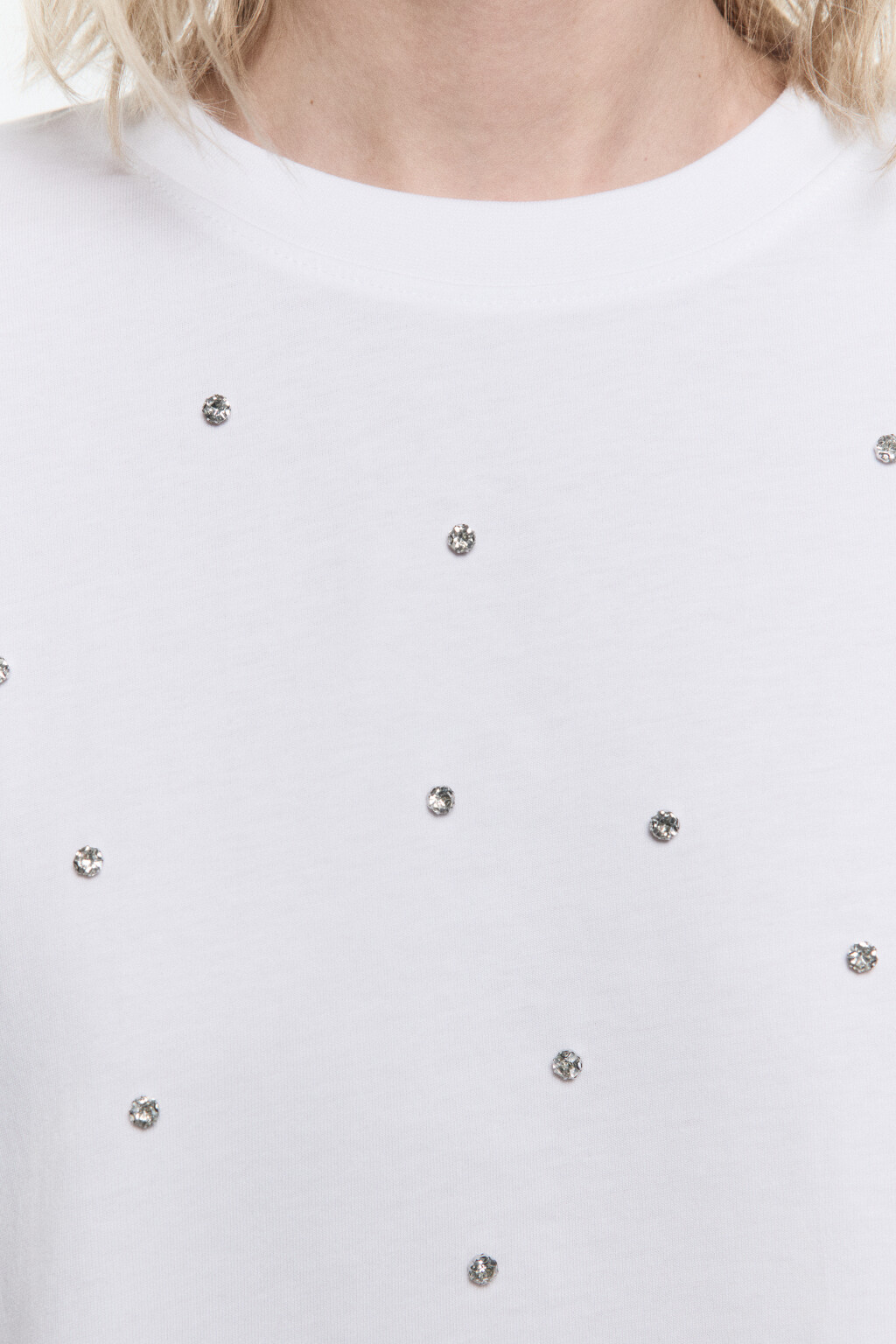 Футболка oversize хлопковая со стразами - цвет черный - 6