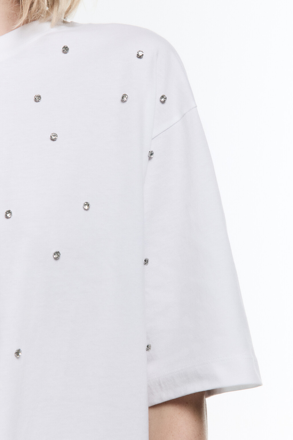 Футболка oversize хлопковая со стразами - цвет черный - 7