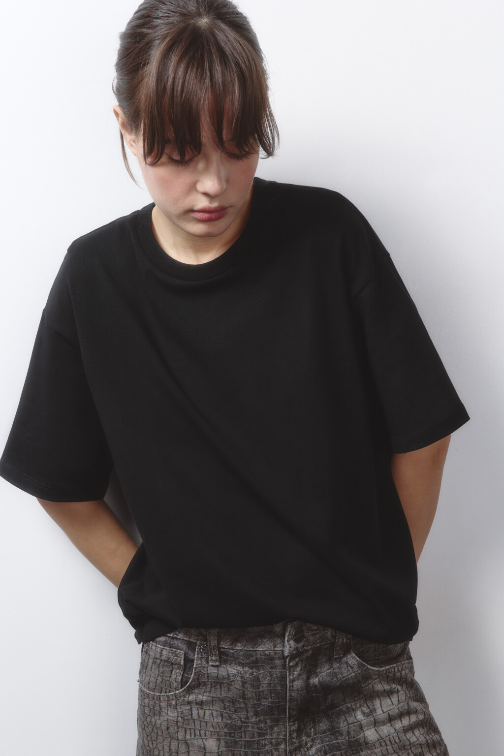 Футболка хлопковая из плотного трикотажа - цвет черный - 1