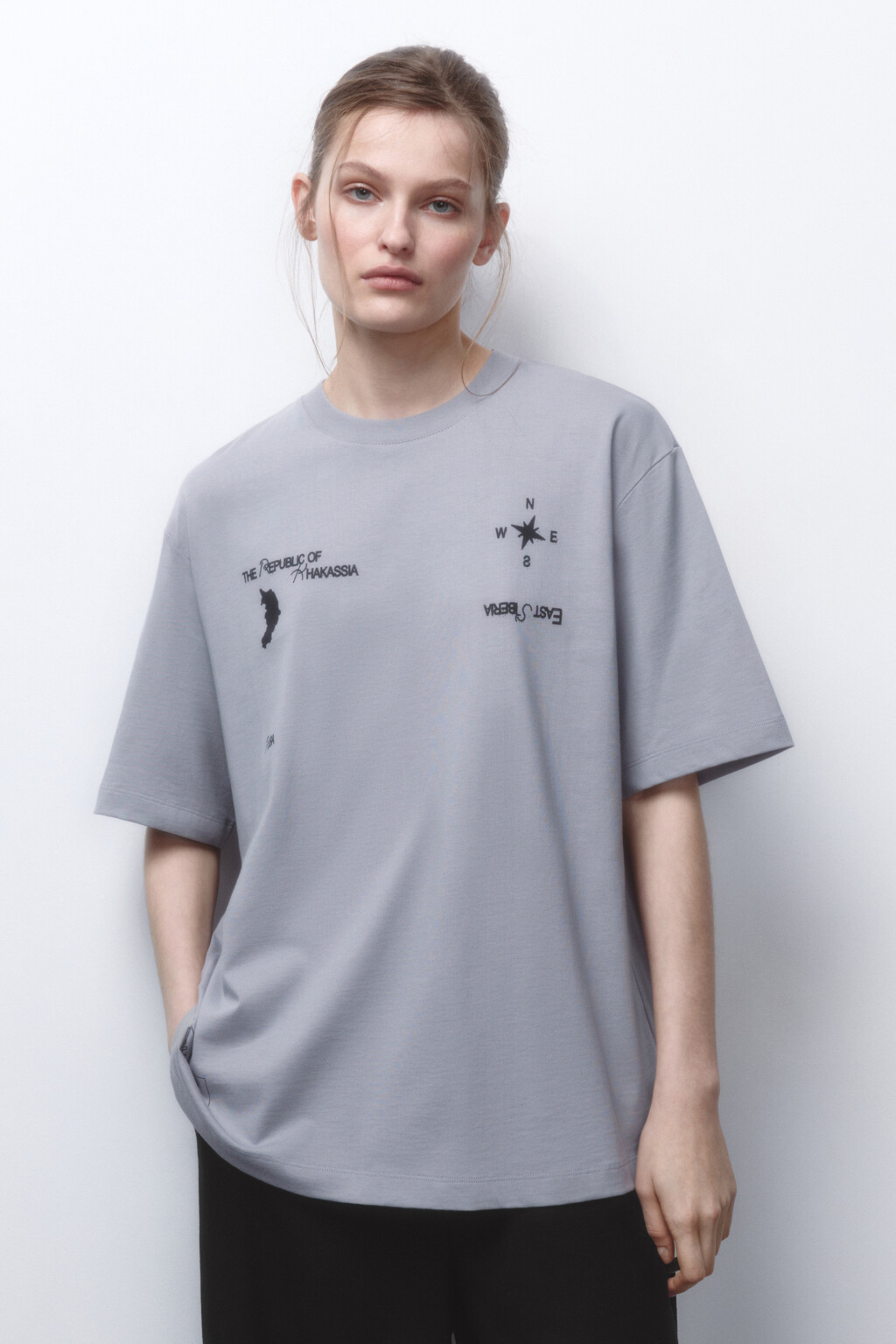 Футболка унисекс хлопковая с принтом - цвет серый - 2