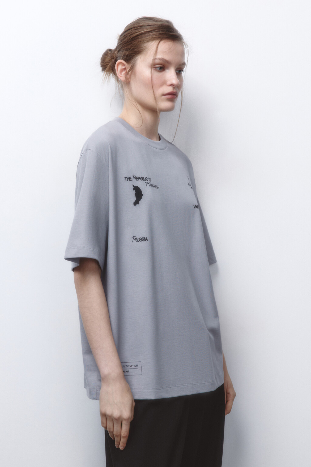 Футболка унисекс хлопковая с принтом - цвет серый - 3