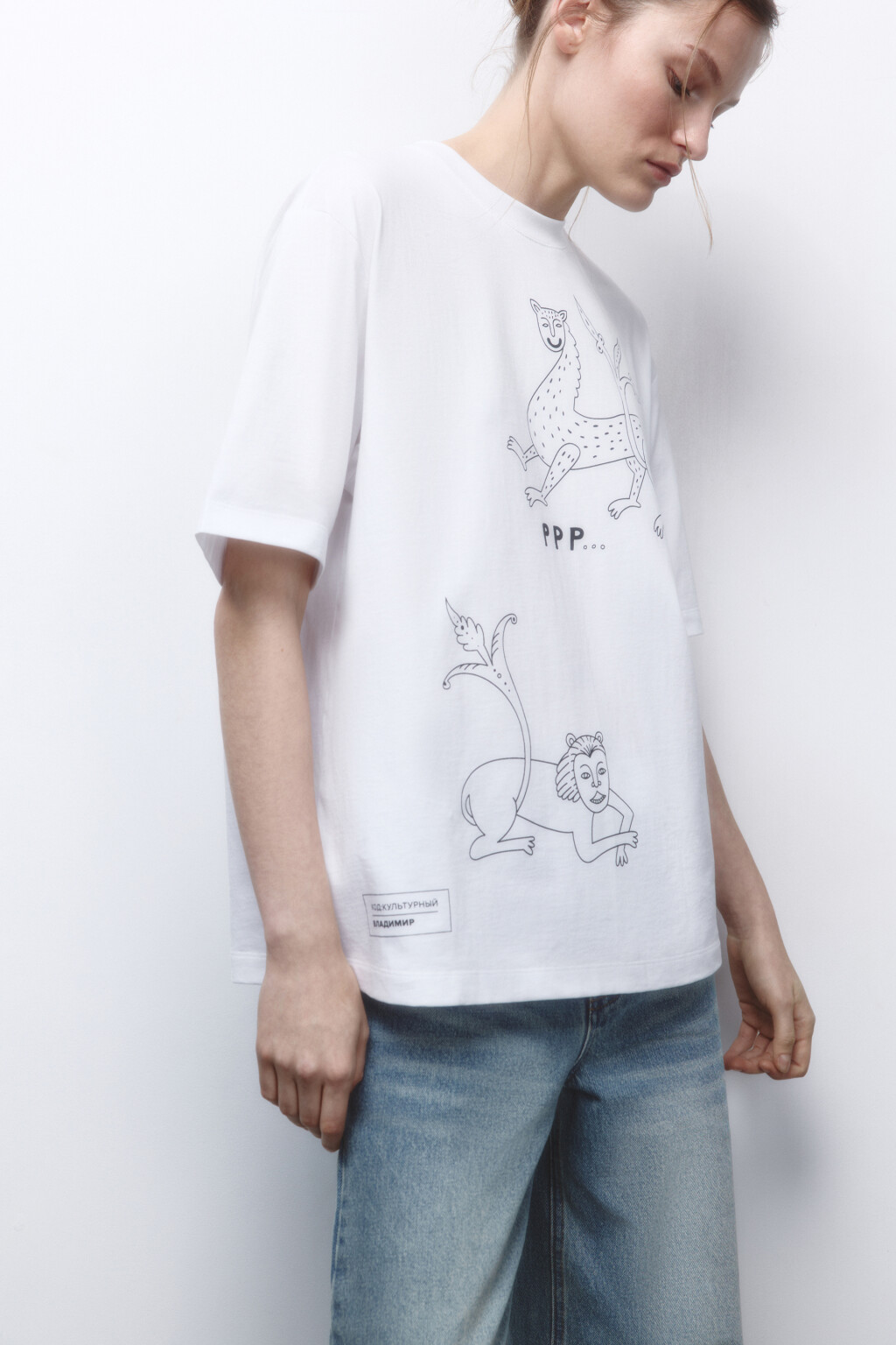 Футболка унисекс хлопковая с принтом - цвет черный - 2