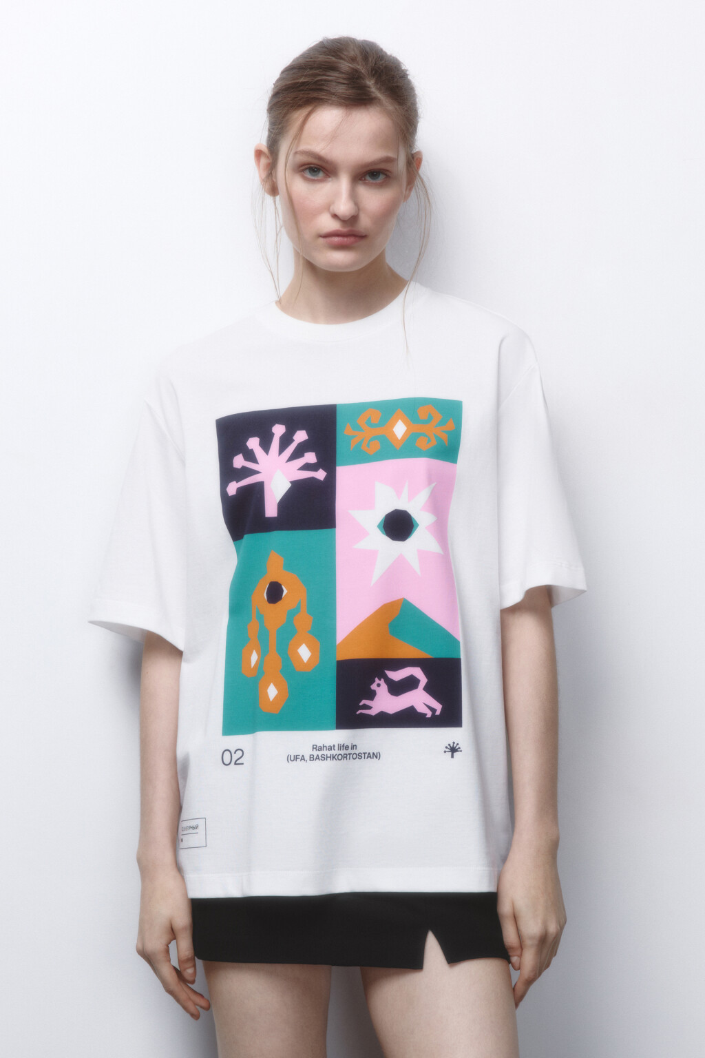 Футболка унисекс хлопковая с принтом - цвет бежевый - 3