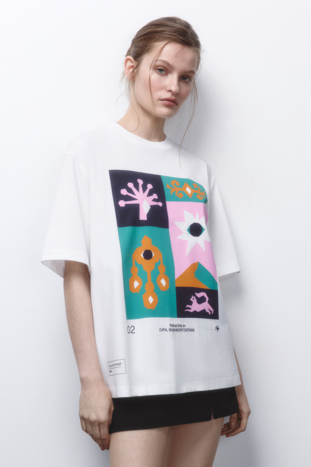 Футболка унисекс хлопковая с принтом - цвет бежевый - 4