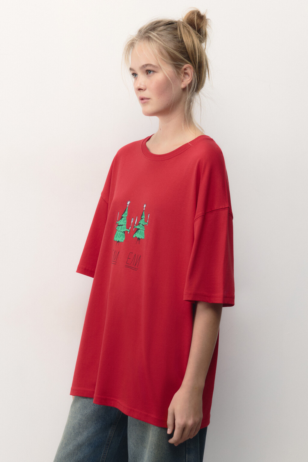 Футболка унисекс с новогодним принтом Bang! Bang! - цвет красный - 3