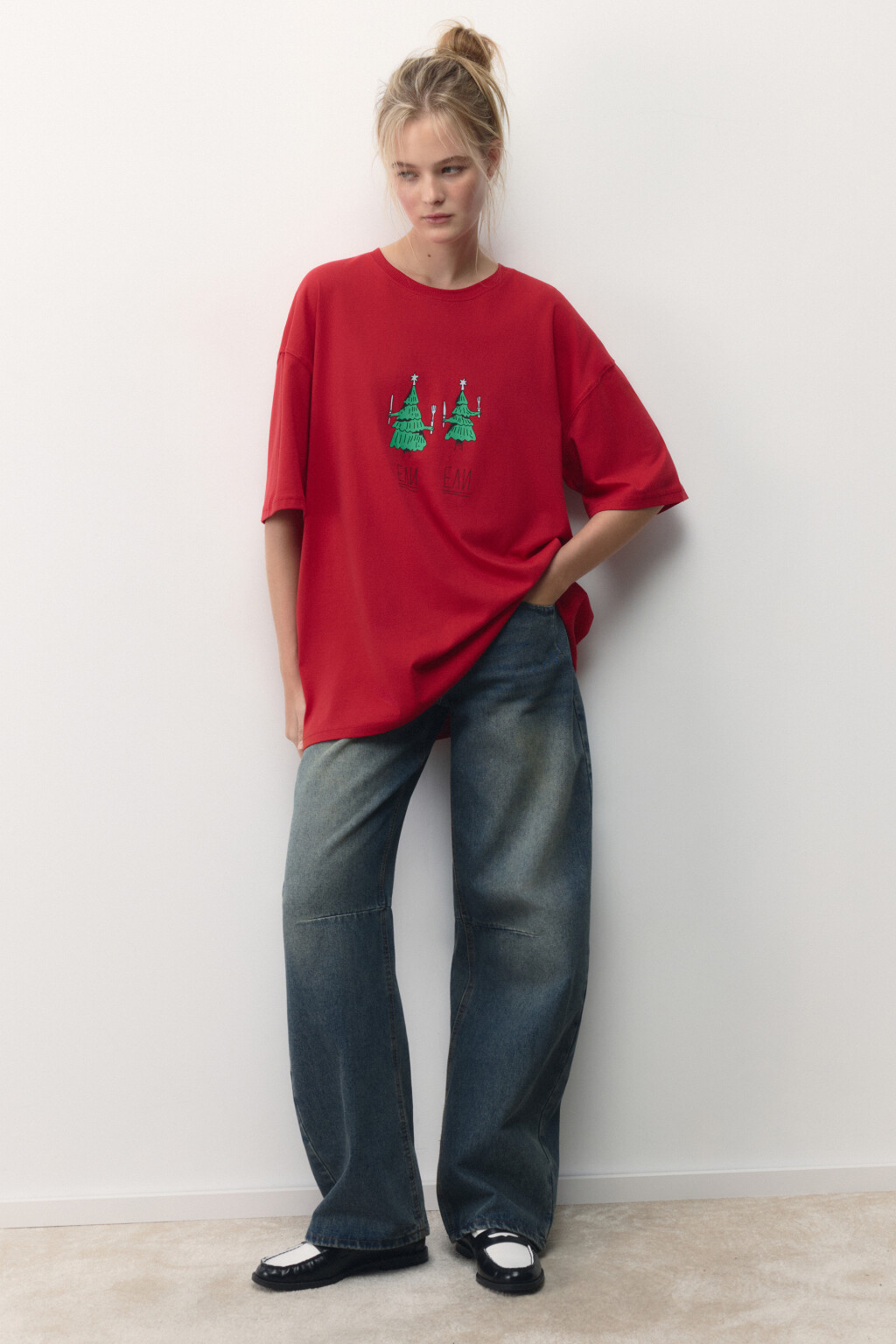 Футболка унисекс с новогодним принтом Bang! Bang! - цвет красный - 5