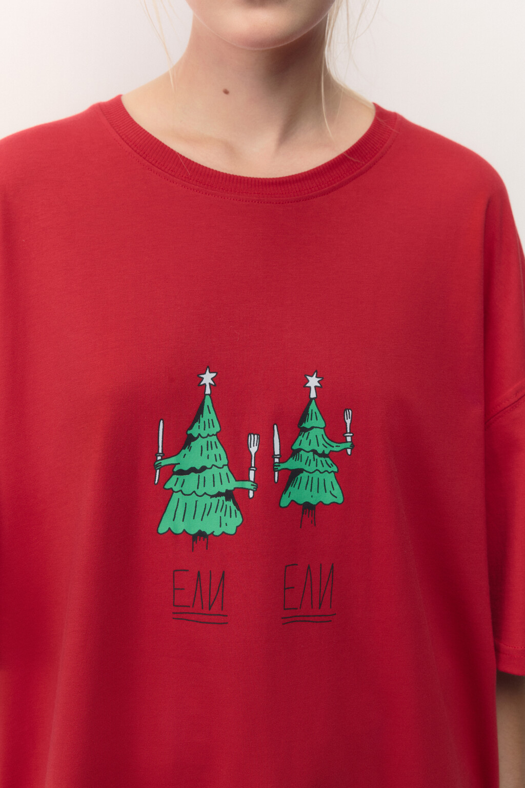 Футболка унисекс с новогодним принтом Bang! Bang! - цвет красный - 6